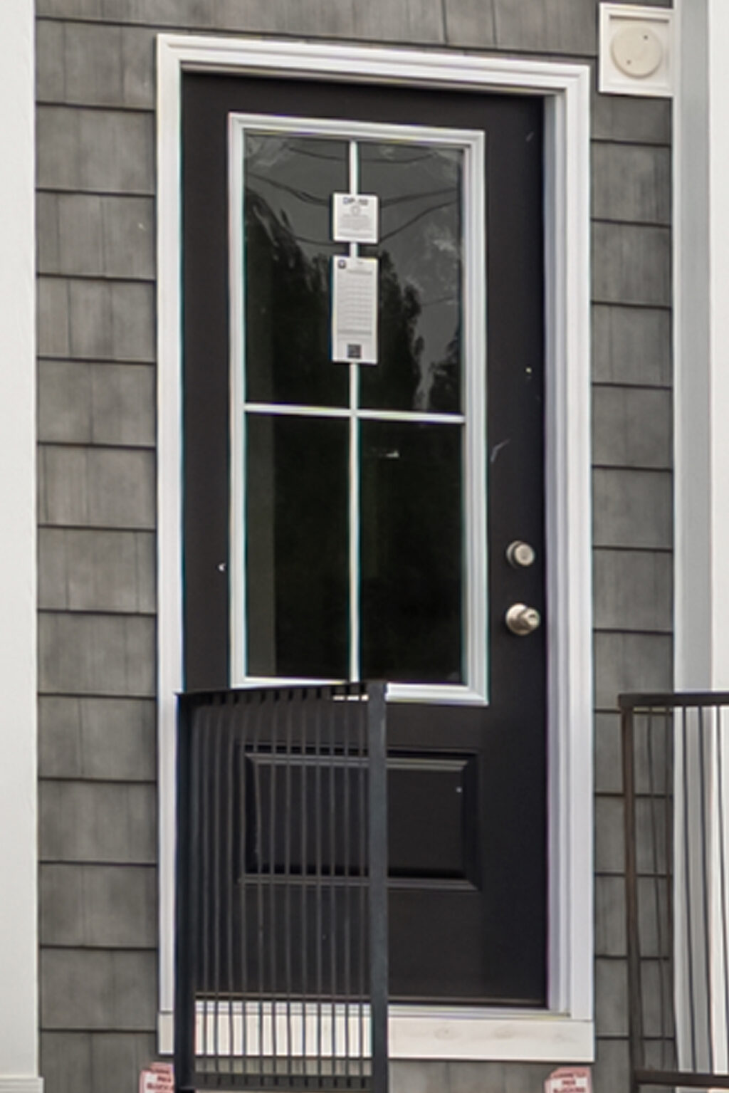 Front door - 4-light black powder