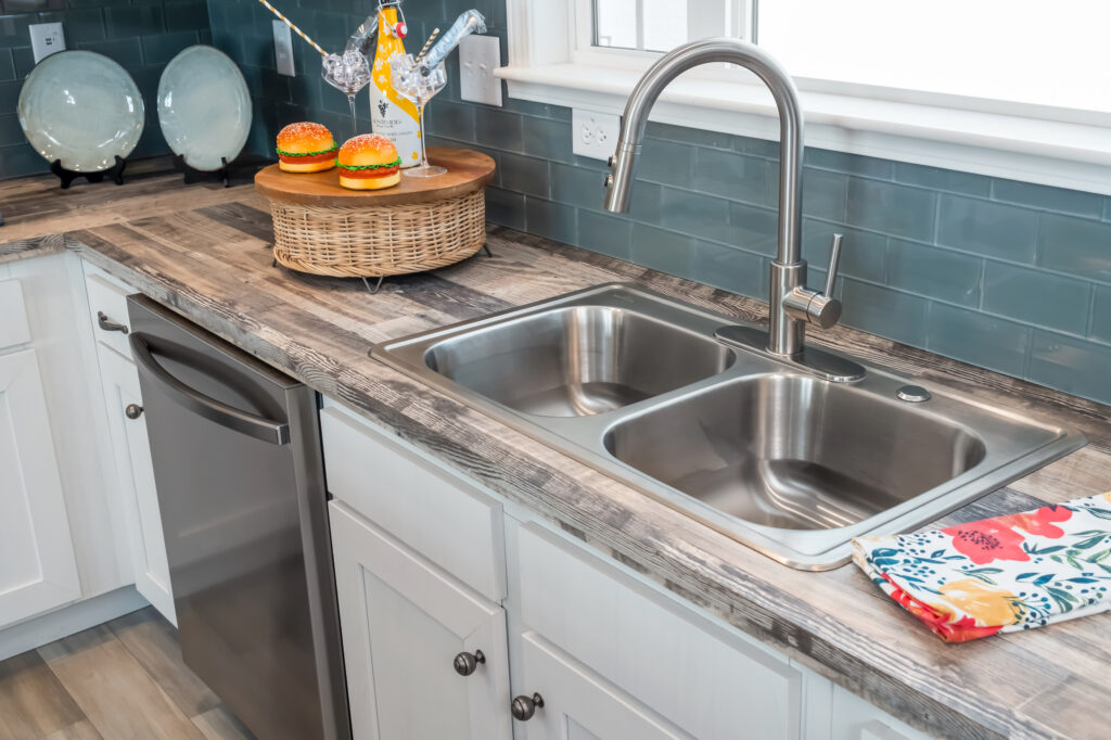 Stainless double bowl sink