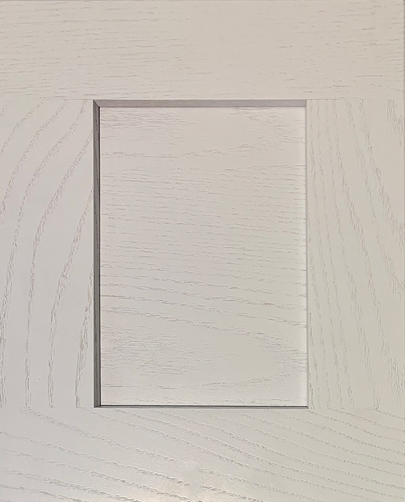 White on Oak - hardwood cabinets