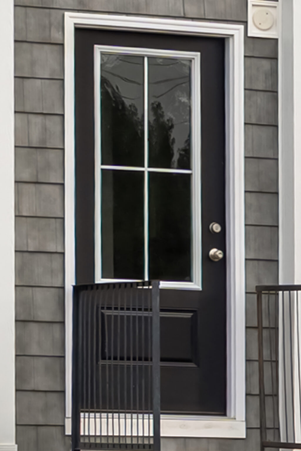 Front door - 4-light black powder