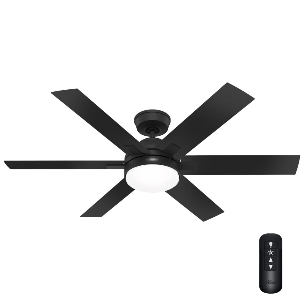 Matte black fan with remote